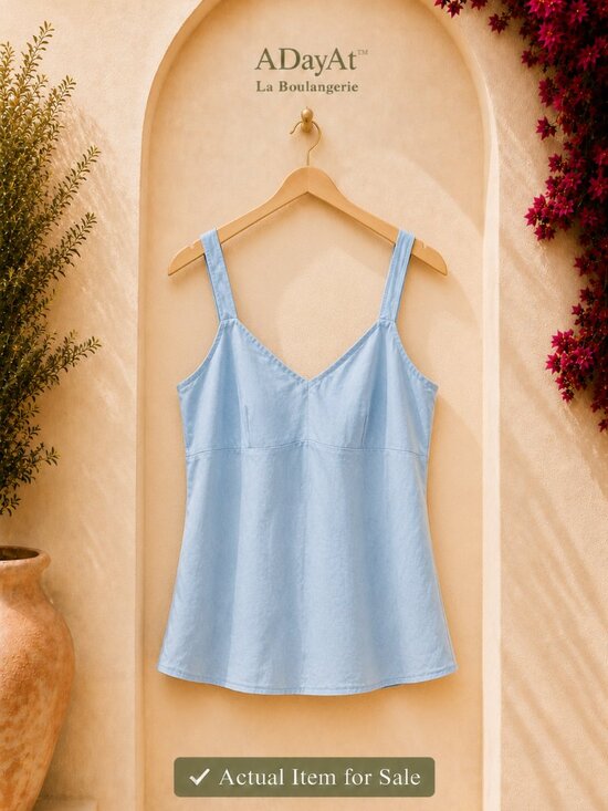 LOFT Tops - 100% Cotton Minimalist Summer Ann Taylor LOFT Blue Cami Tank Top Size 6